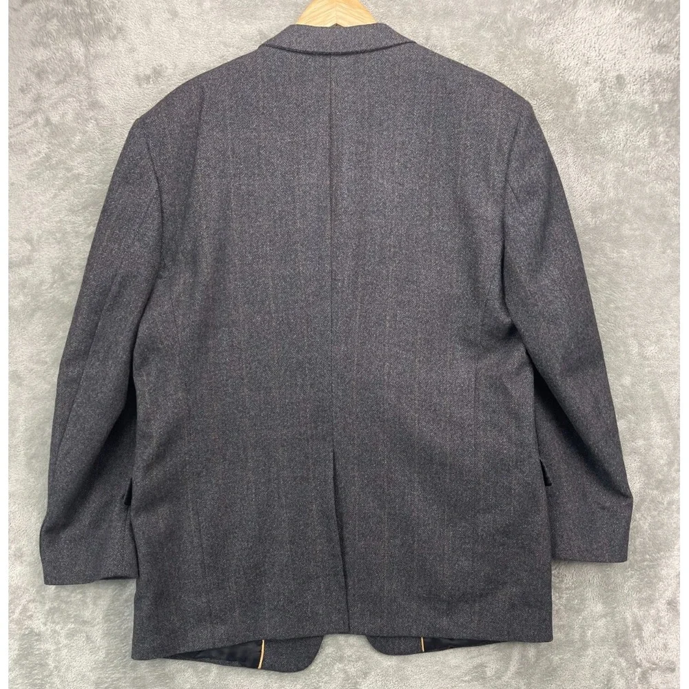 Hart Schaffner Marx Men's Tweed Wool Blazer 44R Gray‎ Herringbone Sport Coat
